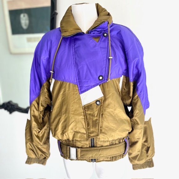 World Pro Mogul Tour Cropped Ski Jacket Purple and Gold | Vintage - Picture 1 of 13